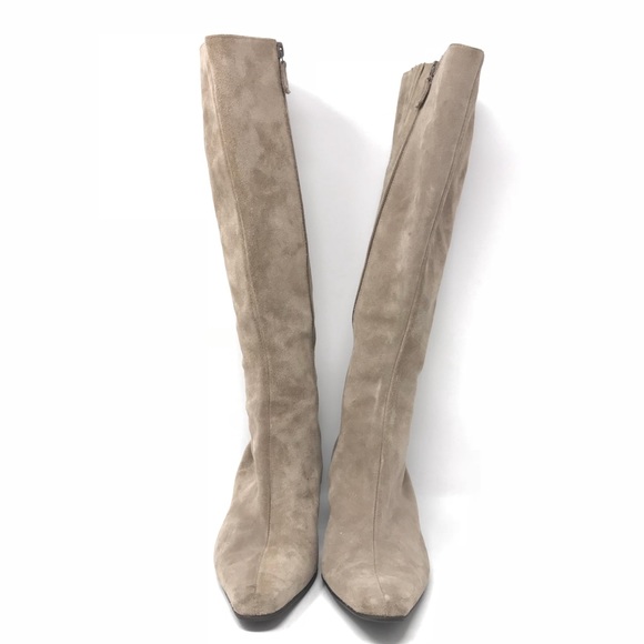 Boden Suede Boots Pointed Toe Knee High Heel ZIP - Picture 2 of 8
